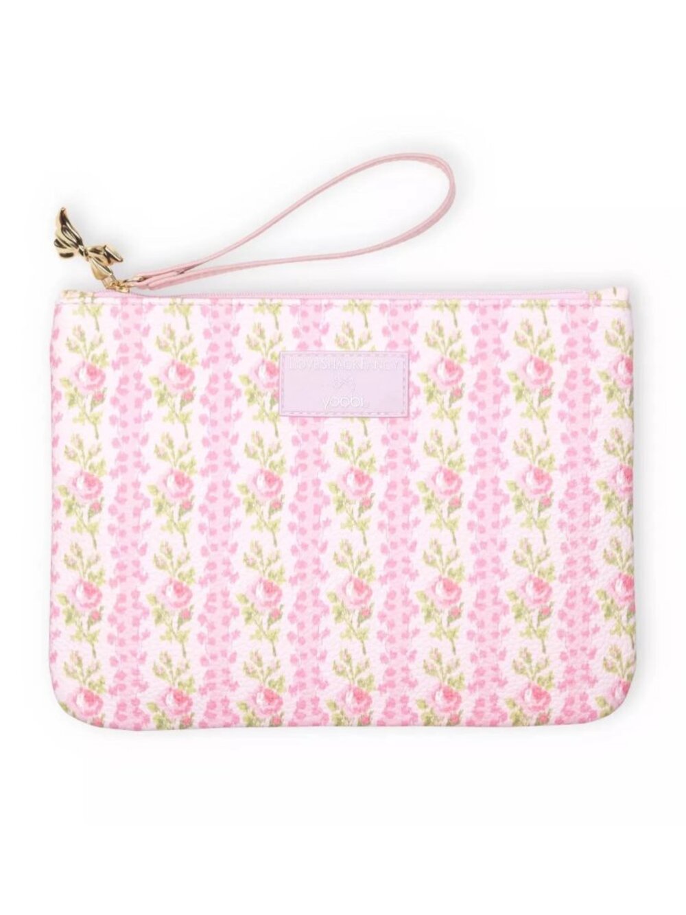 LoveShackFancy x Yoobi Blooming Heirloom Flat Zip Pouch - Strawberry Macaroon